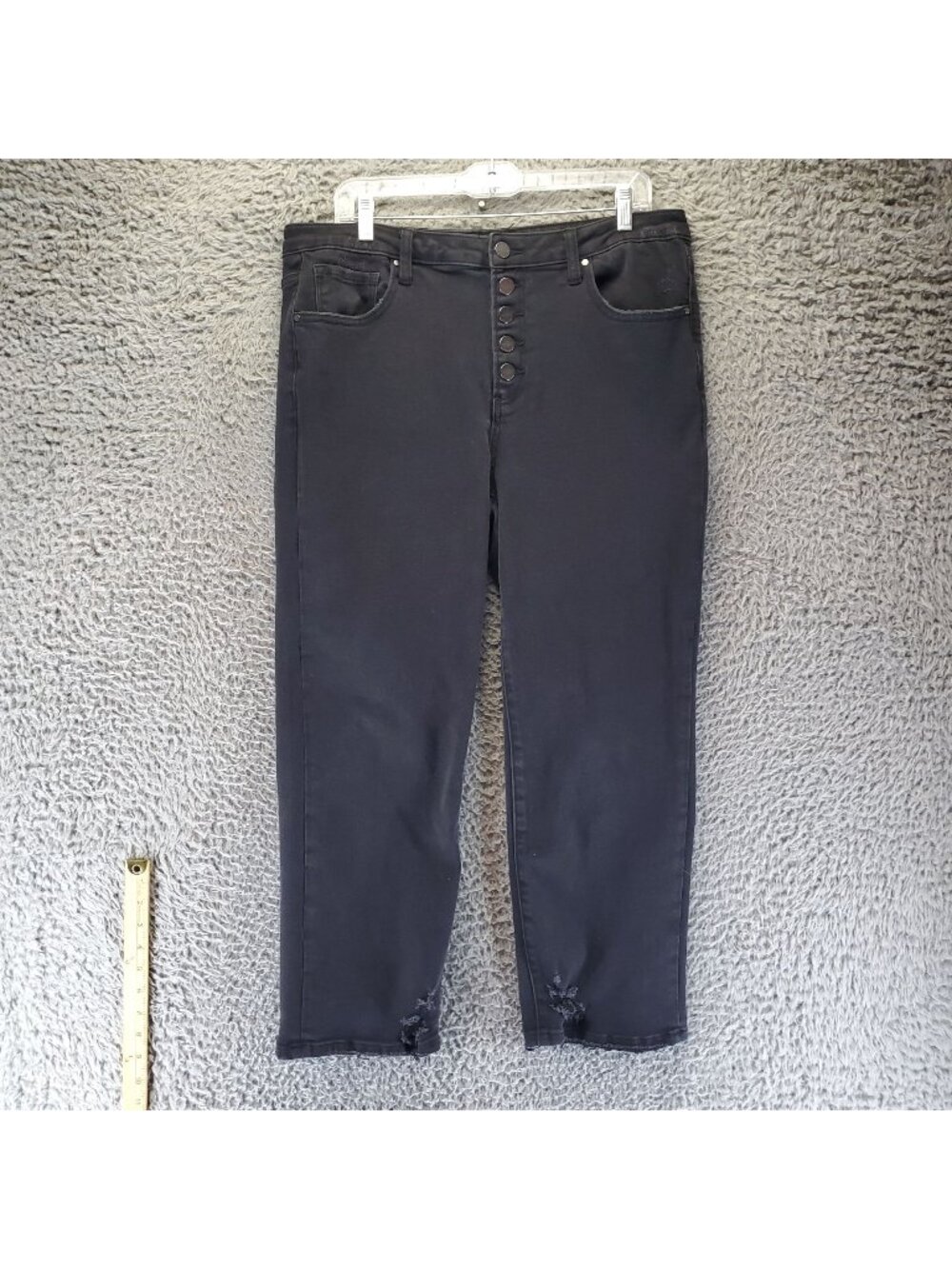 Risen Jeans Womens 1XL Black High-Rise Skinny Stretch Button Fly *Read*